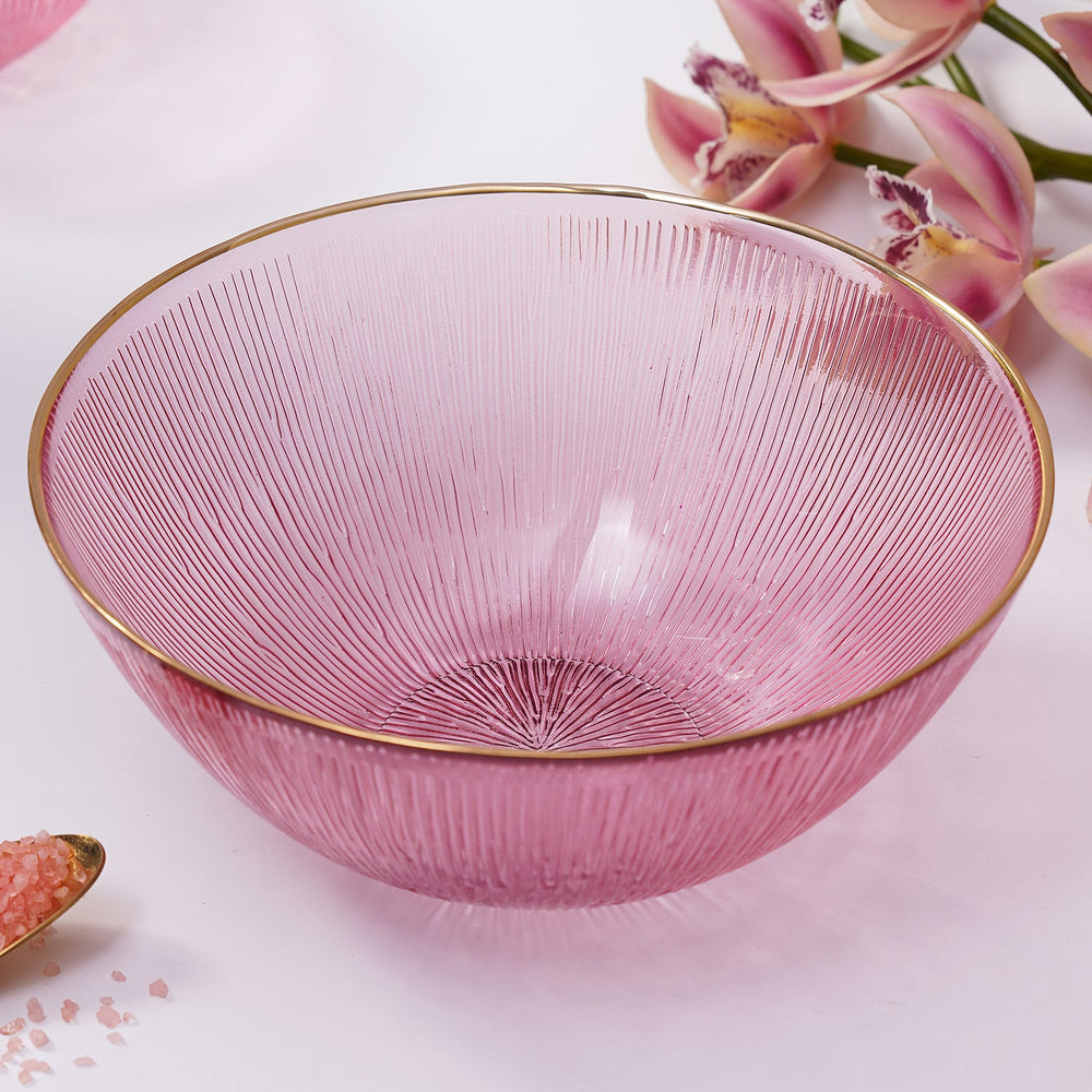 Pink Radial Glass Serving Bowl