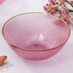 Pink Radial Glass Serving Bowl