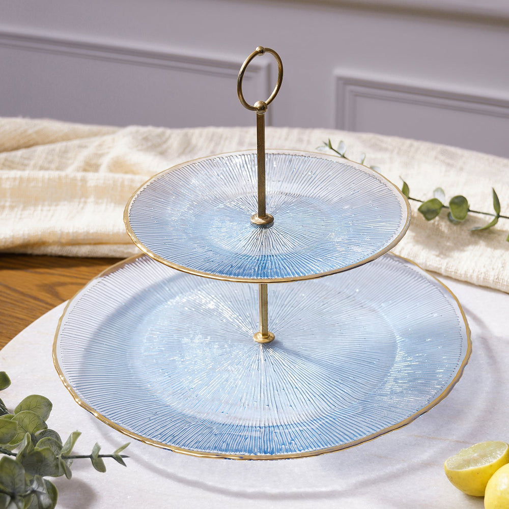 Blue Radial Glass Cookie Stand
