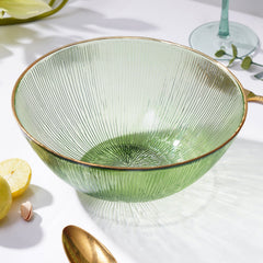 Light Green Radial Glass Serving Bowl