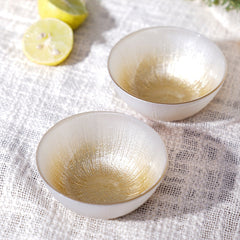 Set Of 2 White Radial Gradient Small Glass Bowls