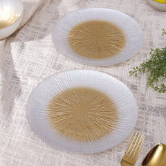 Set Of 2 White Radial Gradient Glass Dessert Plates