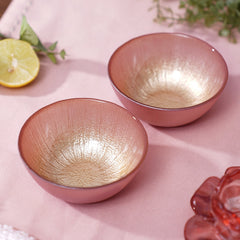 Set Of 2 Pink Radial Gradient Small Glass Bowls