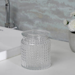 Clear Diamond Texture Glass Cotton Jar With Lid