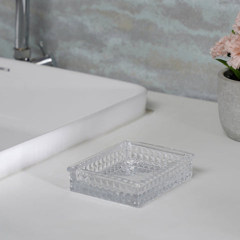 Clear Diamond Texture Glass Soap Dish