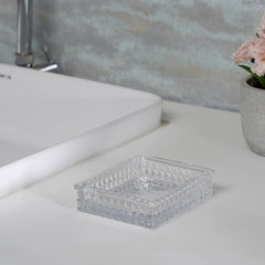 Clear Diamond Texture Glass Soap Dish