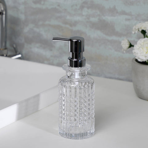 Clear Diamond Texture Glass Soap Dispenser