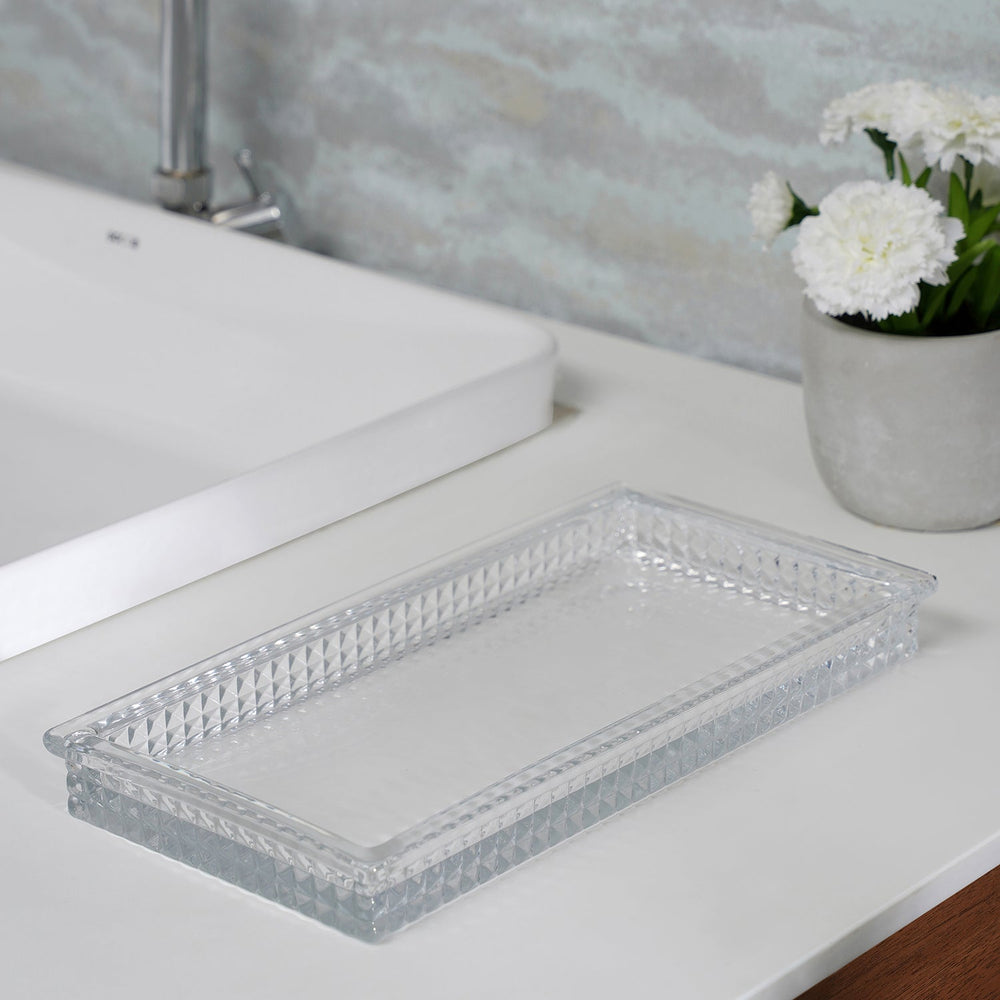 Clear Diamond Texture Glass Tray