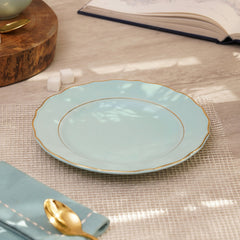 Set Of 2 Blue Porcelain Dessert Plates With Gold Rim