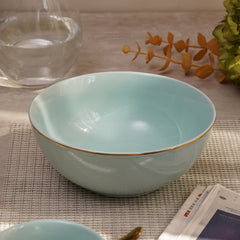 Blue Porcelain Serving Bowl With Gold Rim