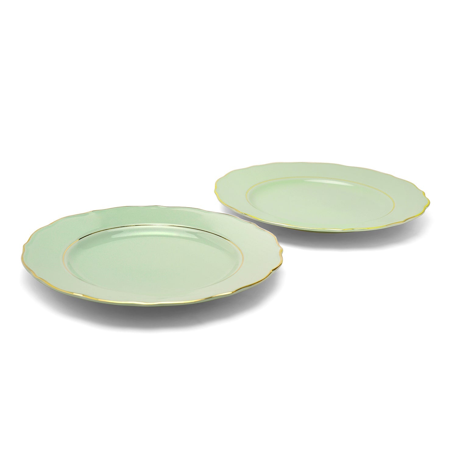 Shop Set Of 2 Green Porcelain Dinner Plates With Gold Rim at Best Price Online in India