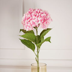 Pink Hydrangea Faux Flower Stem - Single