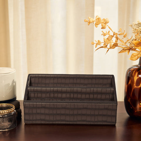 Brown Croc Pattern Envelope Holder