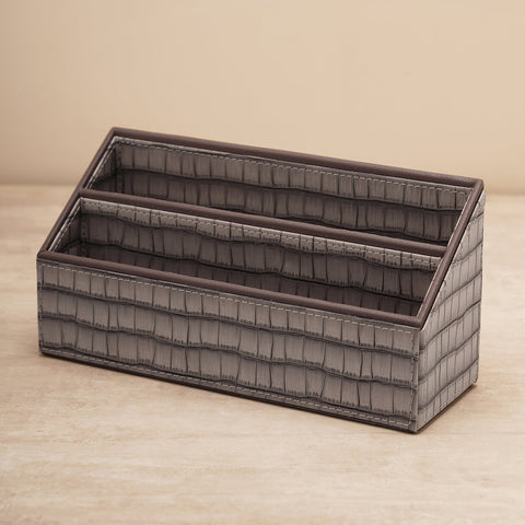 Brown Croc Pattern Faux Leather Envelope Holder