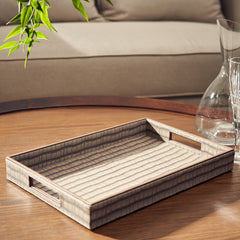 Brown Croc Pattern Rectangle Faux Leather Tray