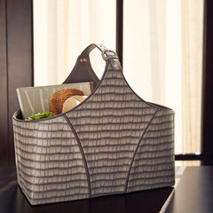 Brown Croc Pattern Faux Leather Magazine Basket