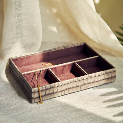 Brown Croc Pattern4 Compartment Faux Leather Organiser