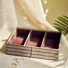 Brown Croc Pattern 3 Compartment Faux Leather Organiser