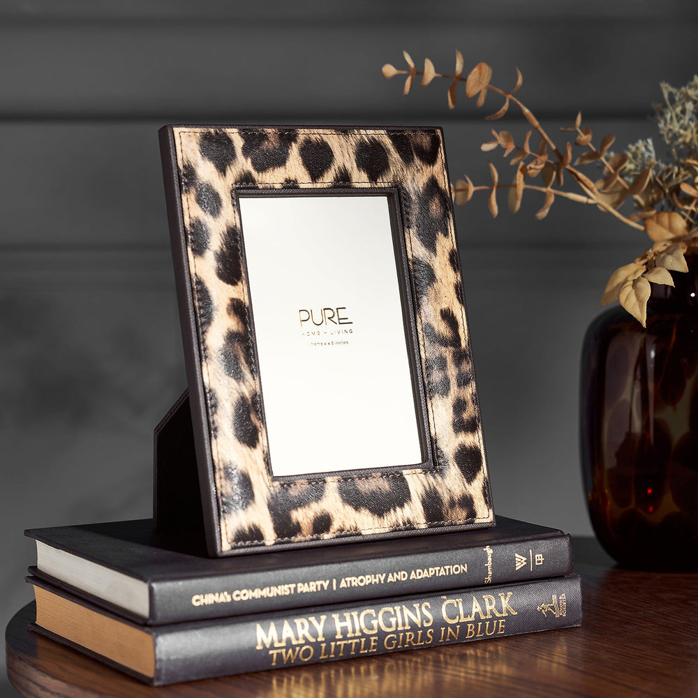 Leopard Print Faux Leather Photo Frame Small