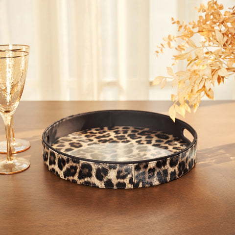 Leopard Print Round Tray