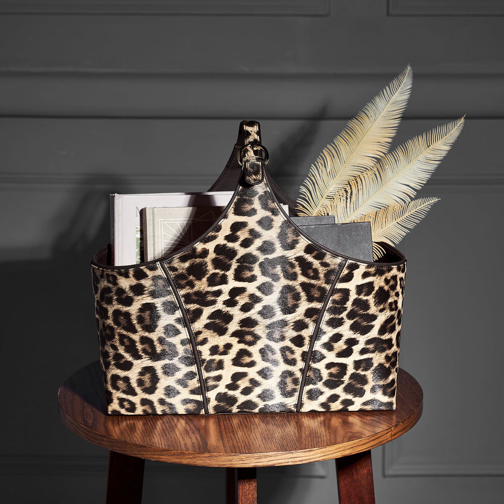Leopard Print Magazine Basket