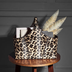 Leopard Print Magazine Basket