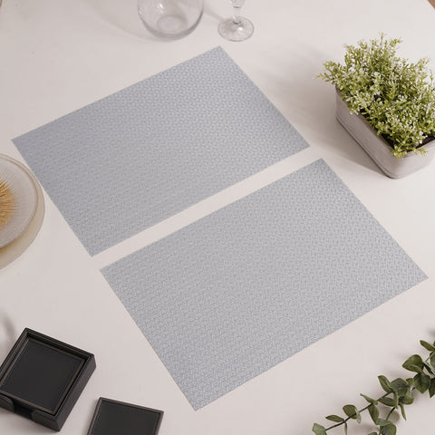 Set Of 2 Silver Diamond Design Pvc Placemats