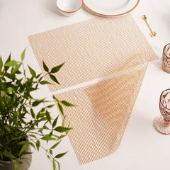 Set Of 2 Beige Checkered Design Pvc Placemats