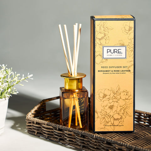 Bergamot and Rose Leather Reed Diffuser