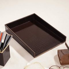 Brown Faux Leather A4 Tray