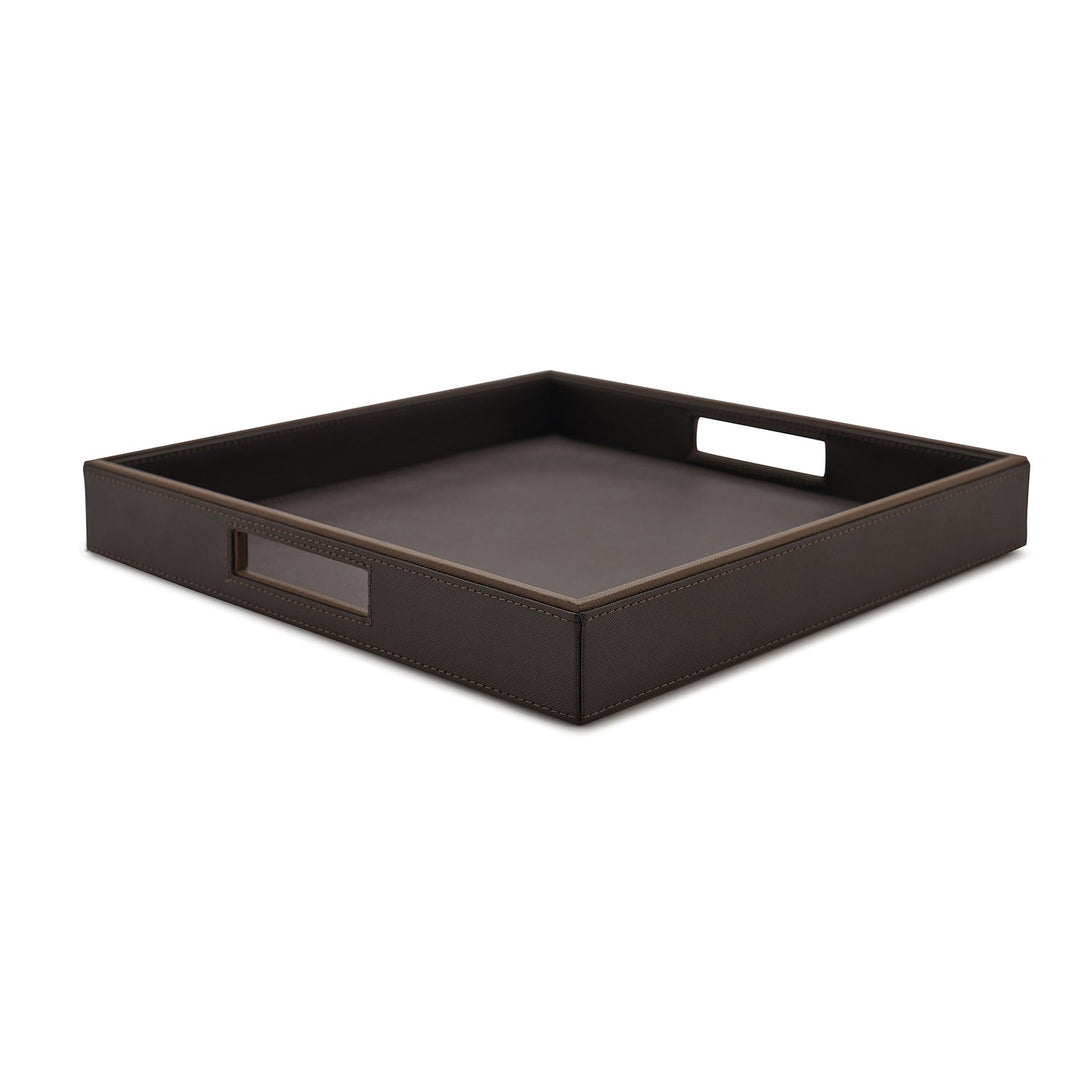 Shop Dark Brown Square Faux Leather Serving Tray - at Best Price Online in India