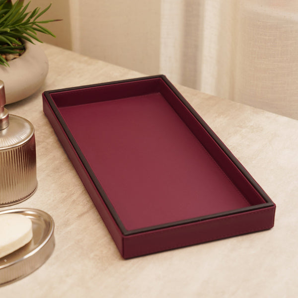 Red Faux Leather Bathroom Tray