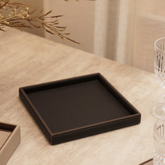 Dark Brown Faux Leather Platter - Small
