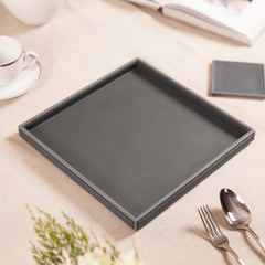 Grey Faux Leather Platter - Large