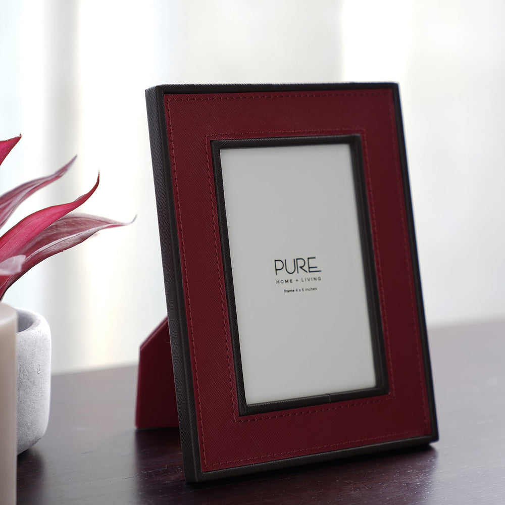 Red Faux Leather Photo Frame - Small