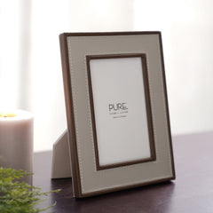 Beige Faux Leather Photo Frame - Small