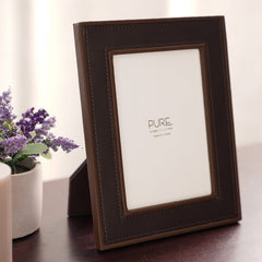 Dark Brown Faux Leather Photo Frame - Large