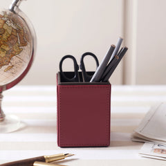 Red Faux Leather Pen Stand