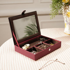 Red Faux Leather Jewellery Box