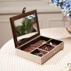 Beige Faux Leather Jewellery Box