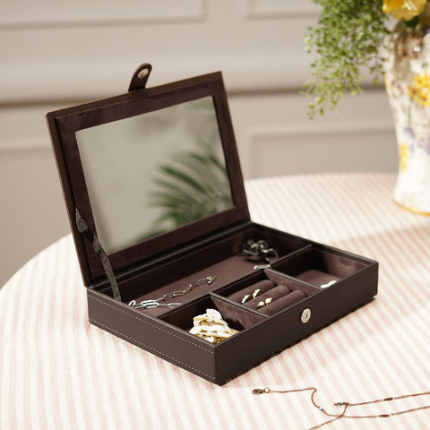 Dark Brown Faux Leather Jewellery Box