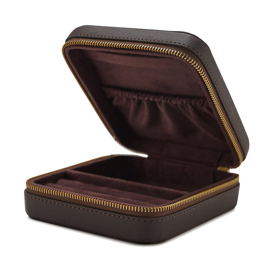 Shop Dark Brown Square Faux Leather Travel Jewellery Box - at Best ...