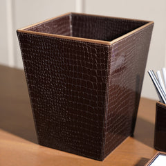 Brown Faux Leather Dustbin