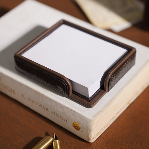 Brown Faux Leather Notepad Holder