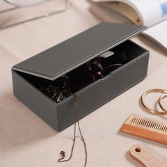 Grey Faux Leather Box with Lid - Small