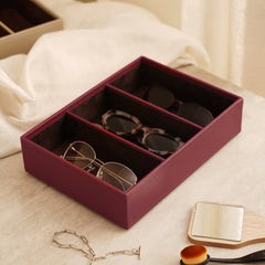 Red 3 Compartment Faux Leather Organiser