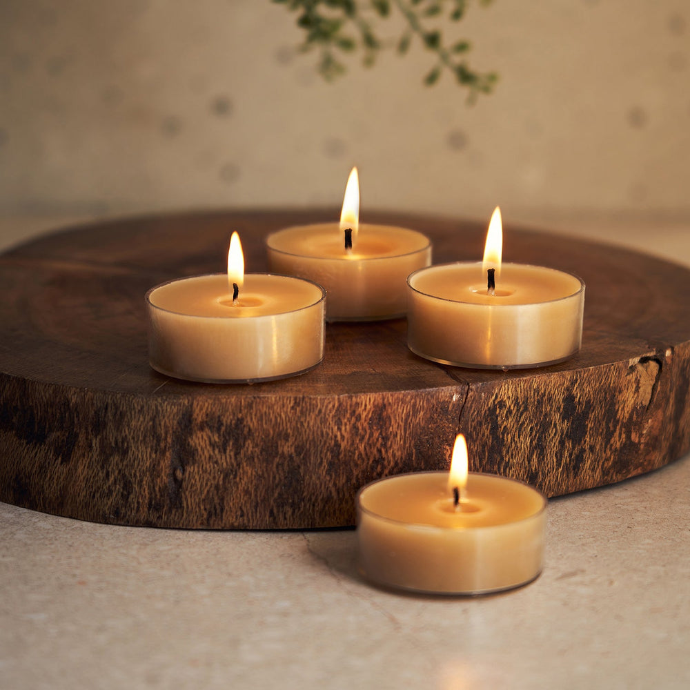 Set Of 4 Beige Autumn Fruit Tea Lights