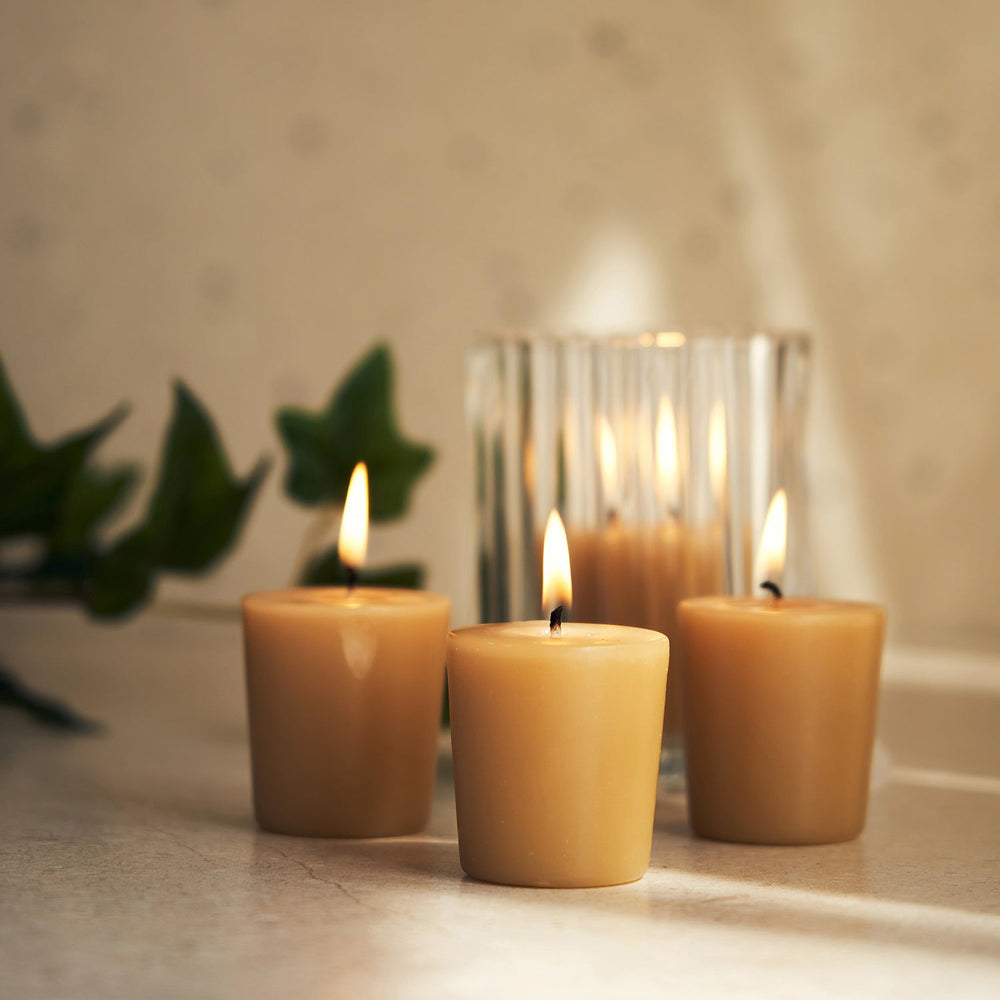 Set Of 4 Beige Autumn Fruit Votive Tea Lights