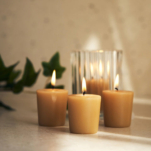 Set Of 4 Beige Autumn Fruit Votive Tea Lights
