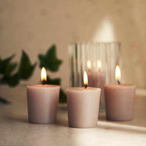 Set Of 4 Grey Lavender And Chamomile Votive Tea Lights